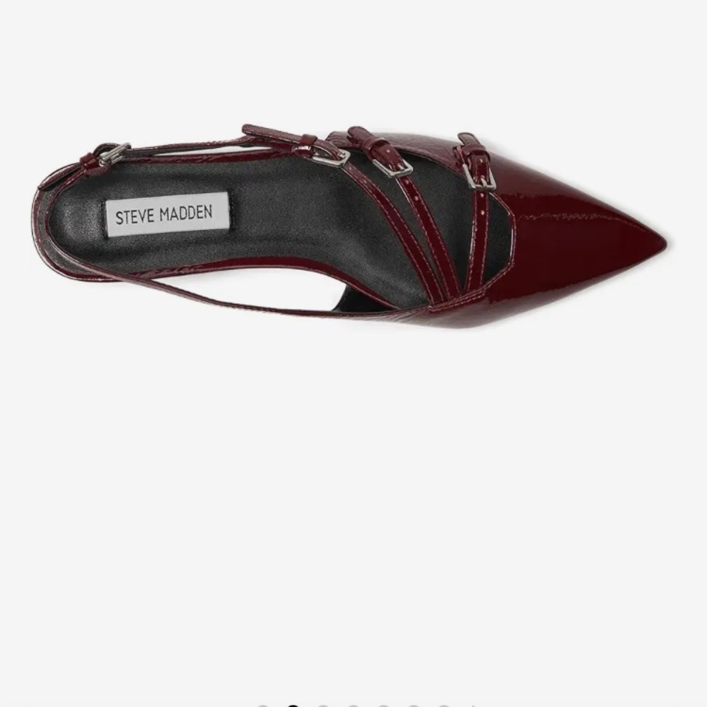 Steve Madden Peony Burgundy Patent Women's Slingback Flats - Picture 2 of 10